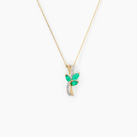 Collier Angie Or Jaune Emeraude Diamant - Colliers pierre Femme | Histoire d&rsquo;Or