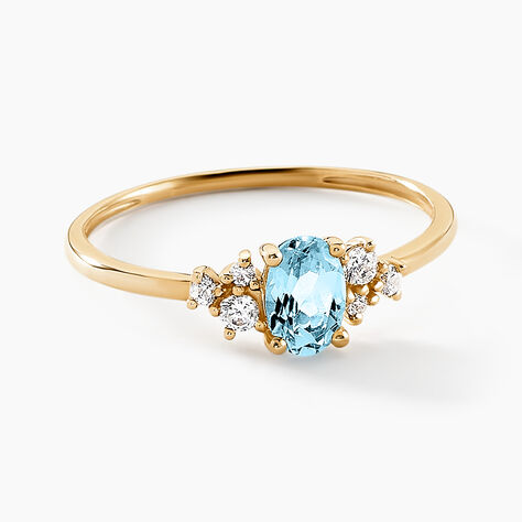 Bague Pansy Or Jaune Topaze Oxyde De Zirconium - Bagues de fian&ccedil;ailles ovale Femme | Histoire d&rsquo;Or