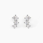 Boucles D'oreilles Puces Kyoto Or Blanc Oxyde De Zirconium - Boucles d'oreilles empierr&eacute;es Femme | Histoire d&rsquo;Or