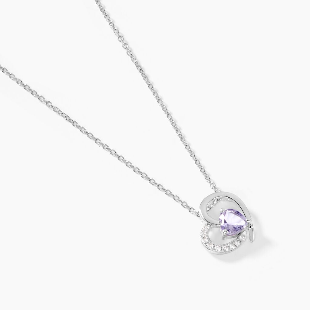 Collier Eliana Or Blanc Amethyste Et Oxyde De Zirconium - Colliers pierre Femme | Histoire d&rsquo;Or