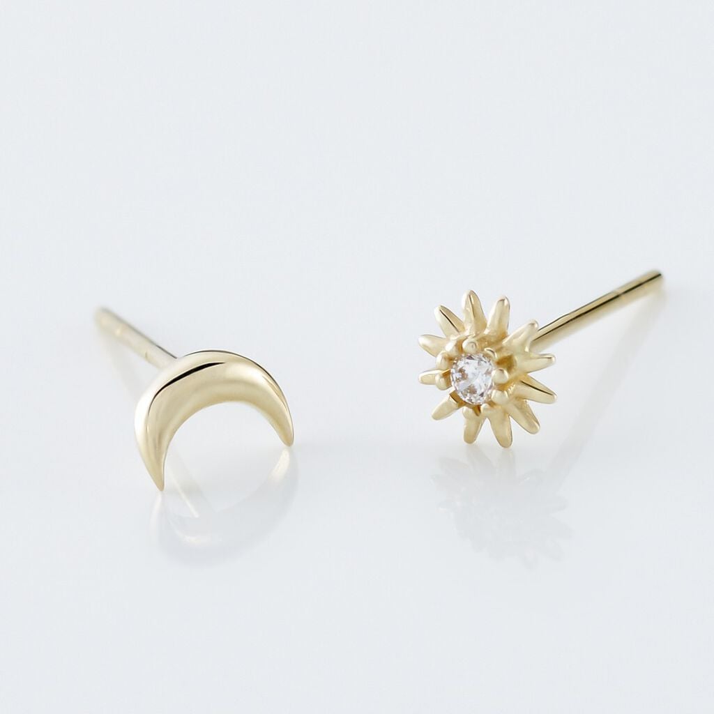 Boucles D'oreilles Puces Berberis Or Jaune Oxyde - Boucles d'oreilles empierr&eacute;es Femme | Histoire d&rsquo;Or