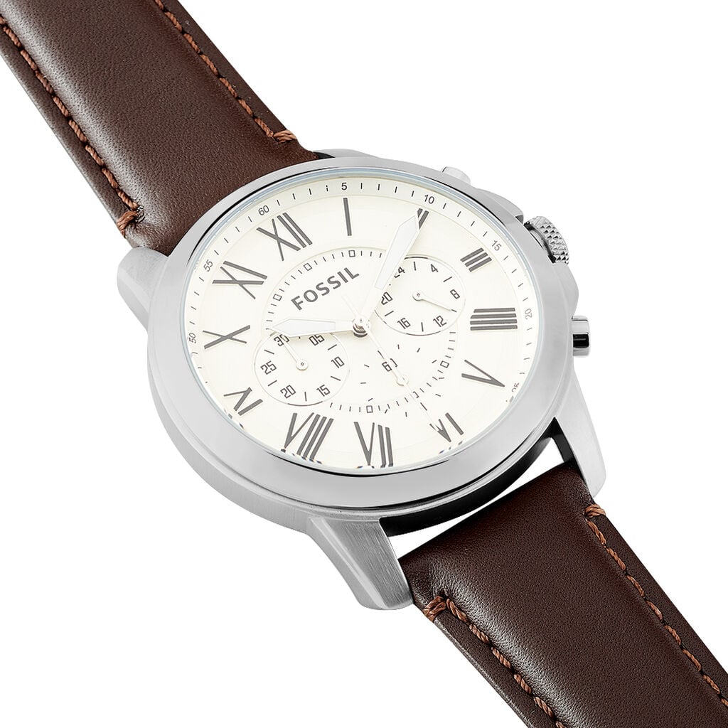 Montre Fossil Grant Beige - Montres chronographes Homme | Histoire d&rsquo;Or