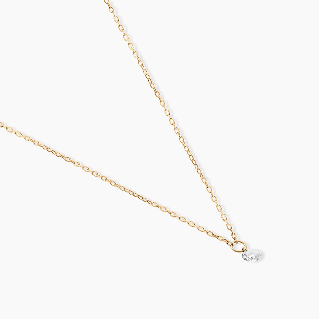 Collier Mable Or Jaune Diamant Synth&eacute;tique - Anniversaire Femme | Histoire d&rsquo;Or