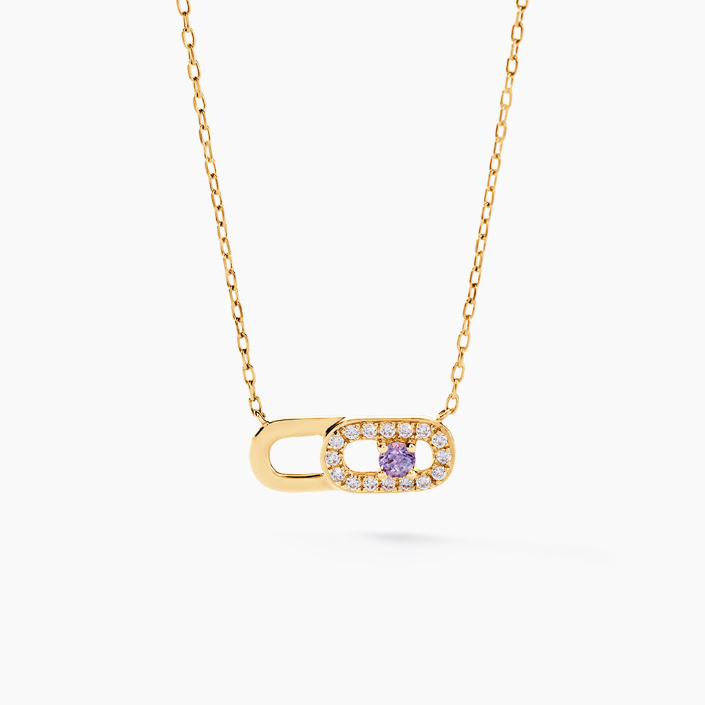 Collier Deonne Or Jaune Am&eacute;thyste Oxyde De Zirconium - Colliers pierre Femme | Histoire d&rsquo;Or