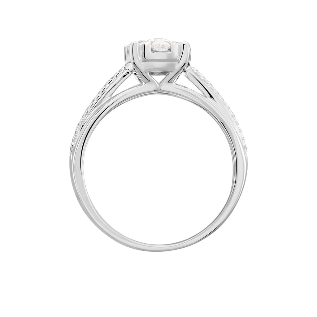 Bague Nazare Or Blanc Oxyde De Zirconium - Bagues de fian&ccedil;ailles ronde Femme | Histoire d&rsquo;Or