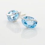 Boucles D'oreilles Puces Prudencia Or Blanc Topaze - Boucles d'oreilles empierr&eacute;es Femme | Histoire d&rsquo;Or