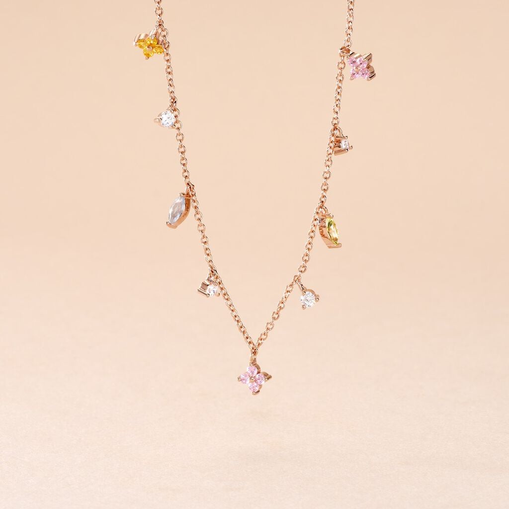 Collier Nimbe Argent Rose Oxyde De Zirconium - Bijoux avec pierres Femme | Histoire d&rsquo;Or