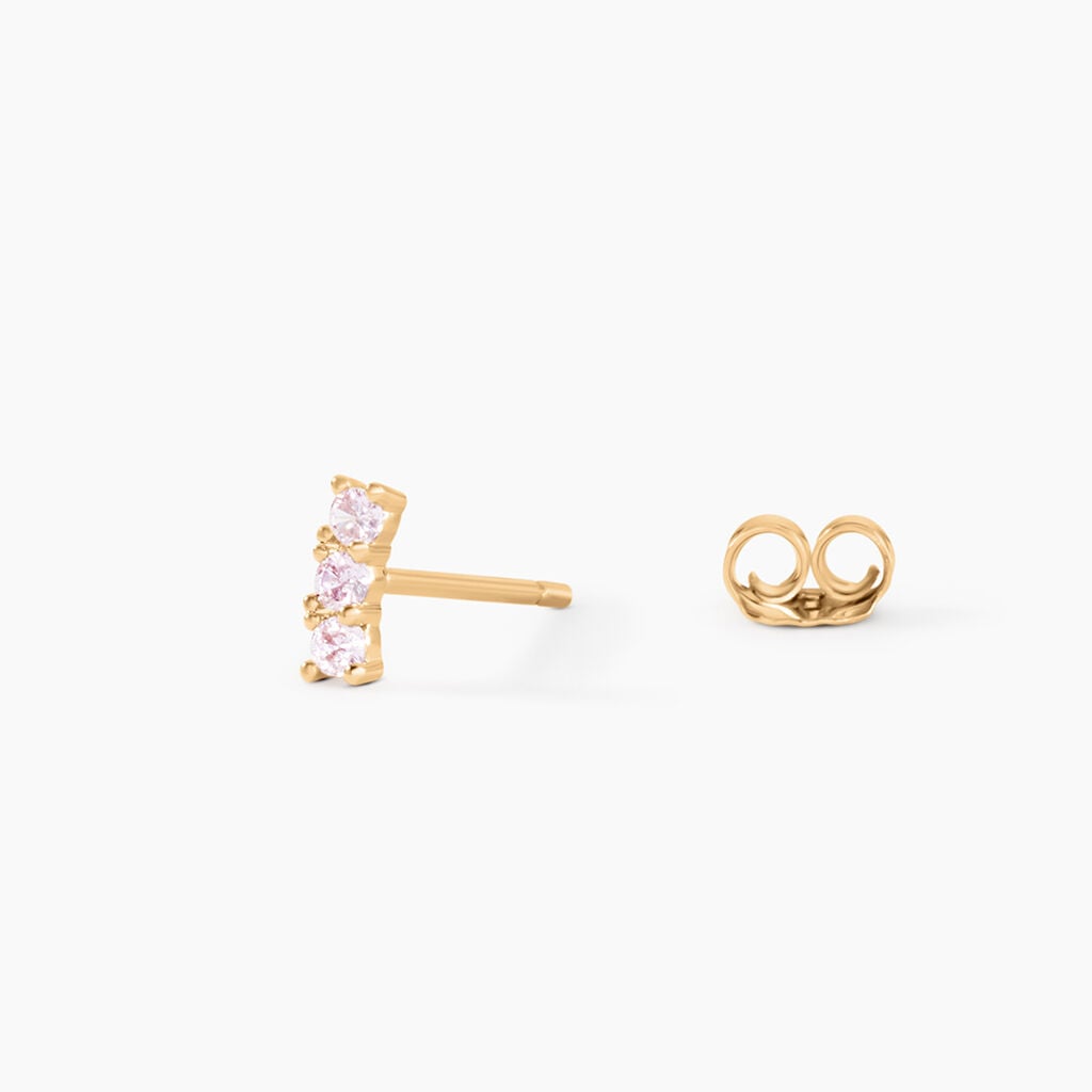 Boucles D'oreilles Puces Plaqu&eacute; Or Jaune Alodia Oxyde De Zirconium - Boucles d'oreilles empierr&eacute;es Femme | Histoire d&rsquo;Or