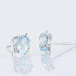 Boucles D'oreilles Puces Vrille Ovale Or Blanc Topaze - Boucles d'oreilles empierr&eacute;es Femme | Histoire d&rsquo;Or