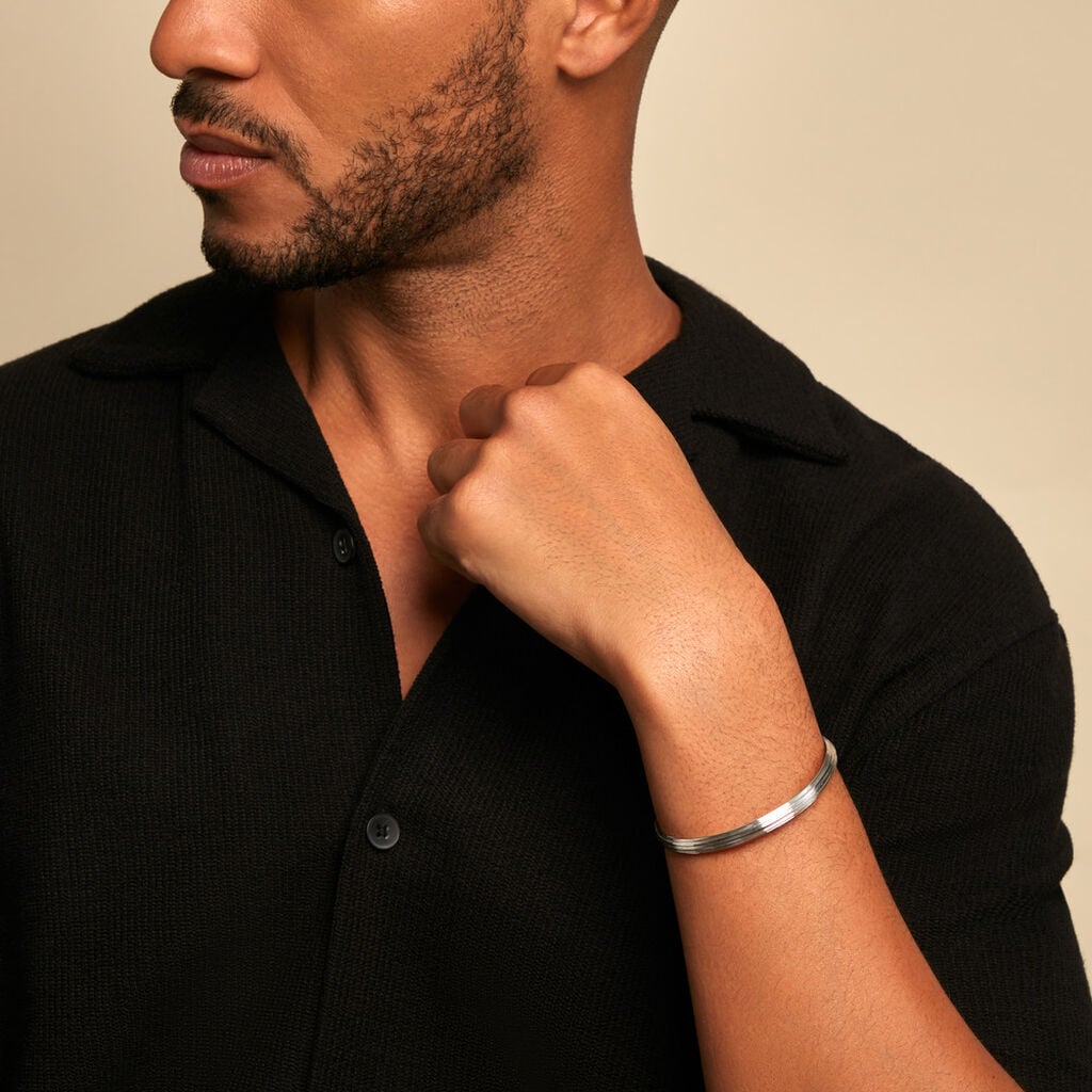 Bracelet Jonc Pulse Argent Blanc - Bracelets joncs Homme | Histoire d&rsquo;Or