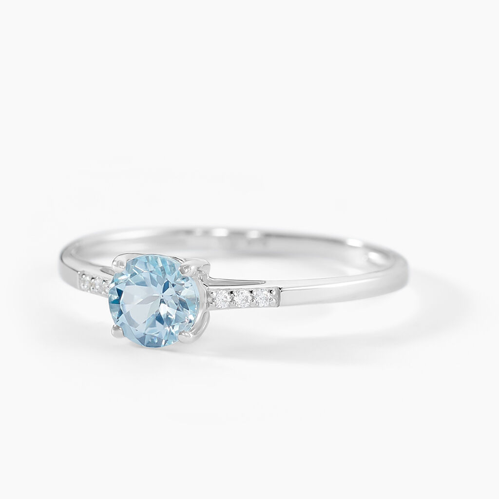 Bague Tarente Or Blanc Topaze Et Oxyde De Zirconium - Bagues de fian&ccedil;ailles ronde Femme | Histoire d&rsquo;Or