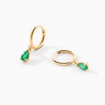 Creoles Pluie D'Eclat Or Jaune Emeraude - Boucles d'oreilles pierres pr&eacute;cieuses Femme | Histoire d&rsquo;Or