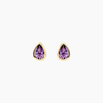 Boucles D'oreilles Puces Fassia Or Jaune Amethyste - Boucles d'oreilles empierr&eacute;es Femme | Histoire d&rsquo;Or