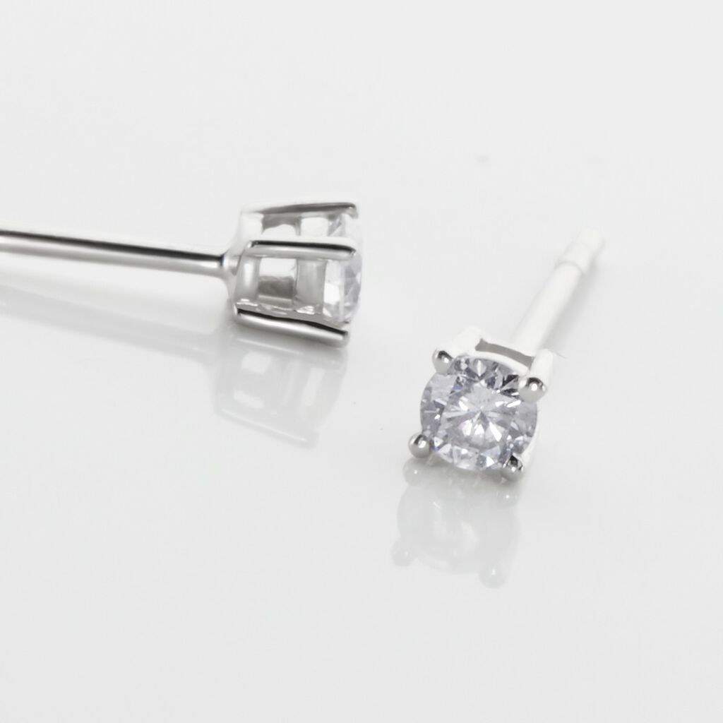 Boucles D'oreilles Puces Aphrodite Or Blanc Diamant - Boucles d'oreilles pierres pr&eacute;cieuses Famille | Histoire d&rsquo;Or