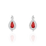 Boucles D'oreilles Puces Angelika Or Blanc Rubis Et Diamant - Boucles d'oreilles pierres pr&eacute;cieuses Femme | Histoire d&rsquo;Or