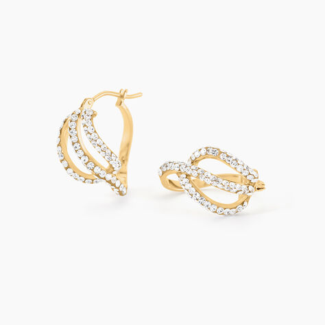 Cr&eacute;oles Hewie Or Jaune Strass - Boucles d'oreilles empierr&eacute;es Femme | Histoire d&rsquo;Or