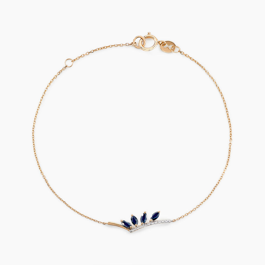 Bracelet Navette Or Jaune Saphir Diamant - Bracelets Pierre Femme | Histoire d&rsquo;Or