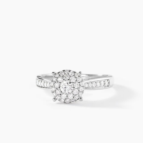 Bague Shirlene Ld Platine Blanc Diamant Synth&eacute;tique - Bagues de fian&ccedil;ailles vintage Femme | Histoire d&rsquo;Or