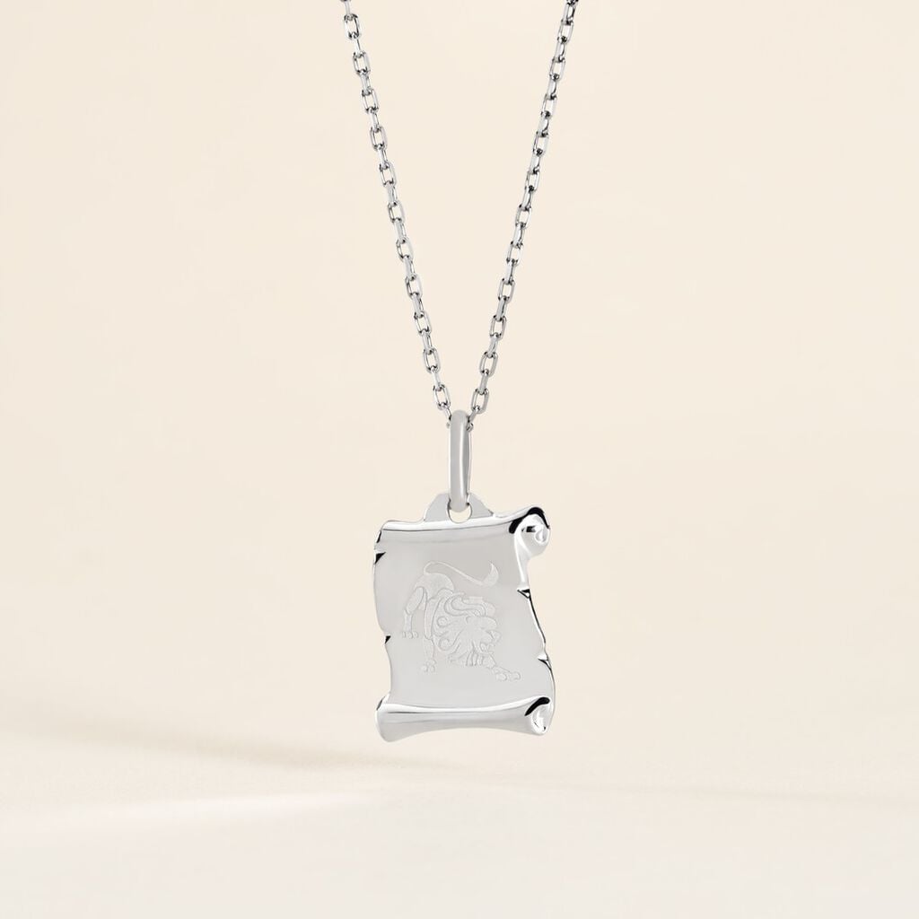 Pendentif Zodiaque Parchemin Argent Blanc - Pendentifs gravables Famille | Histoire d&rsquo;Or