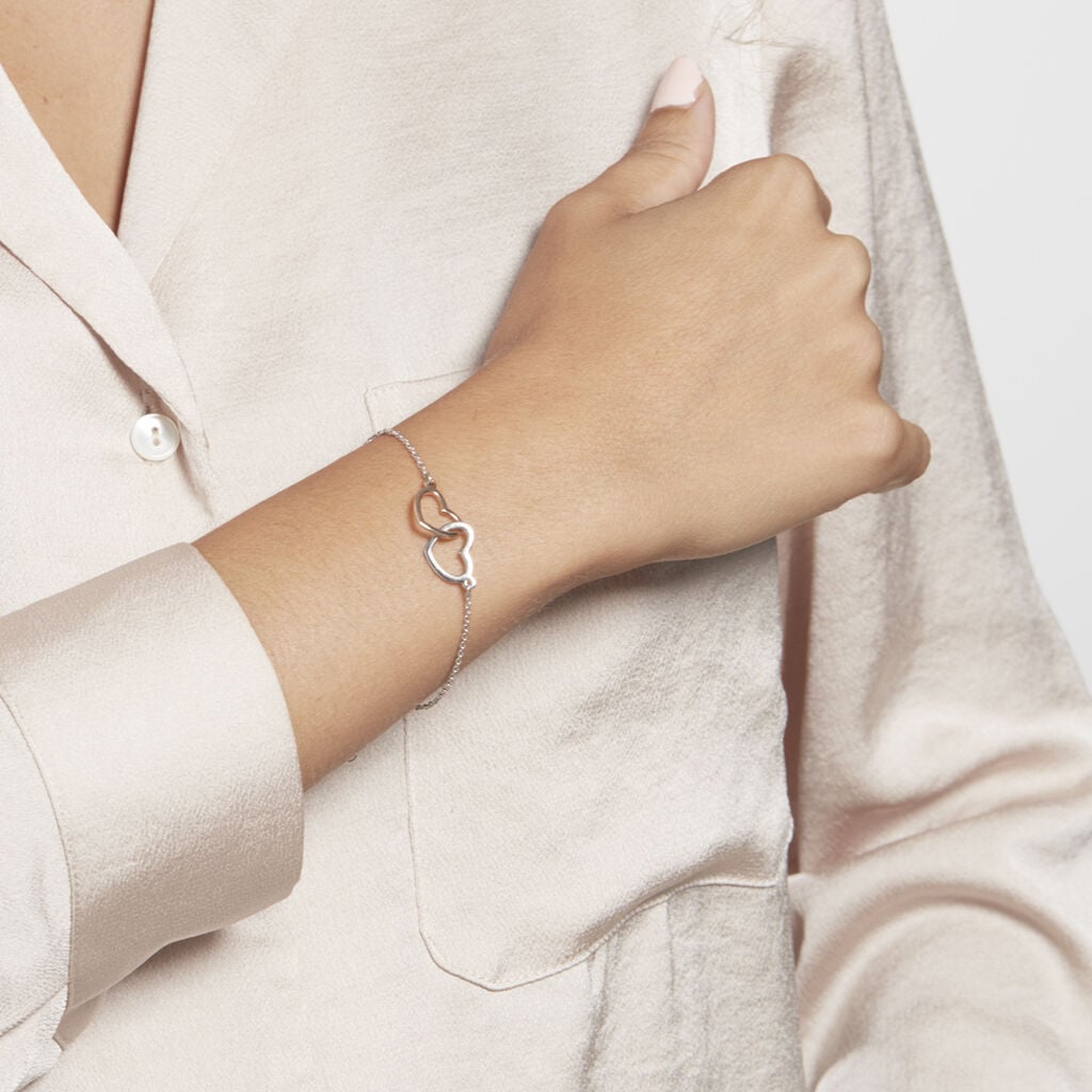 Bracelet Argent Bicolore Fethi - Bracelets Anneaux Entrelaces Femme | Histoire d&rsquo;Or