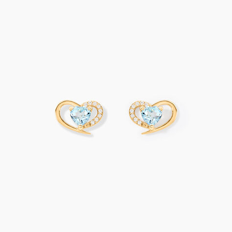 Boucles D'Oreilles Puces Creighton Or Jaune Topaze Oxyde De Zirconium - Boucles d'oreilles empierr&eacute;es Femme | Histoire d&rsquo;Or