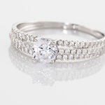 Bague Solitaire Ceridwen 3 Rangs Or Blanc Oxyde De Zirconium - Bagues de fian&ccedil;ailles ronde Femme | Histoire d&rsquo;Or