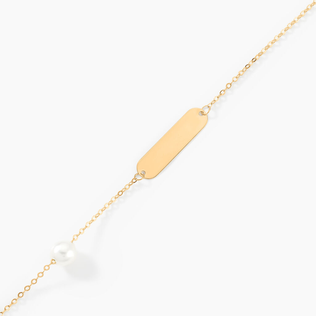 Bracelet Identit&eacute; Helee Or Jaune Perle De Culture - Gourmettes Enfant | Histoire d&rsquo;Or