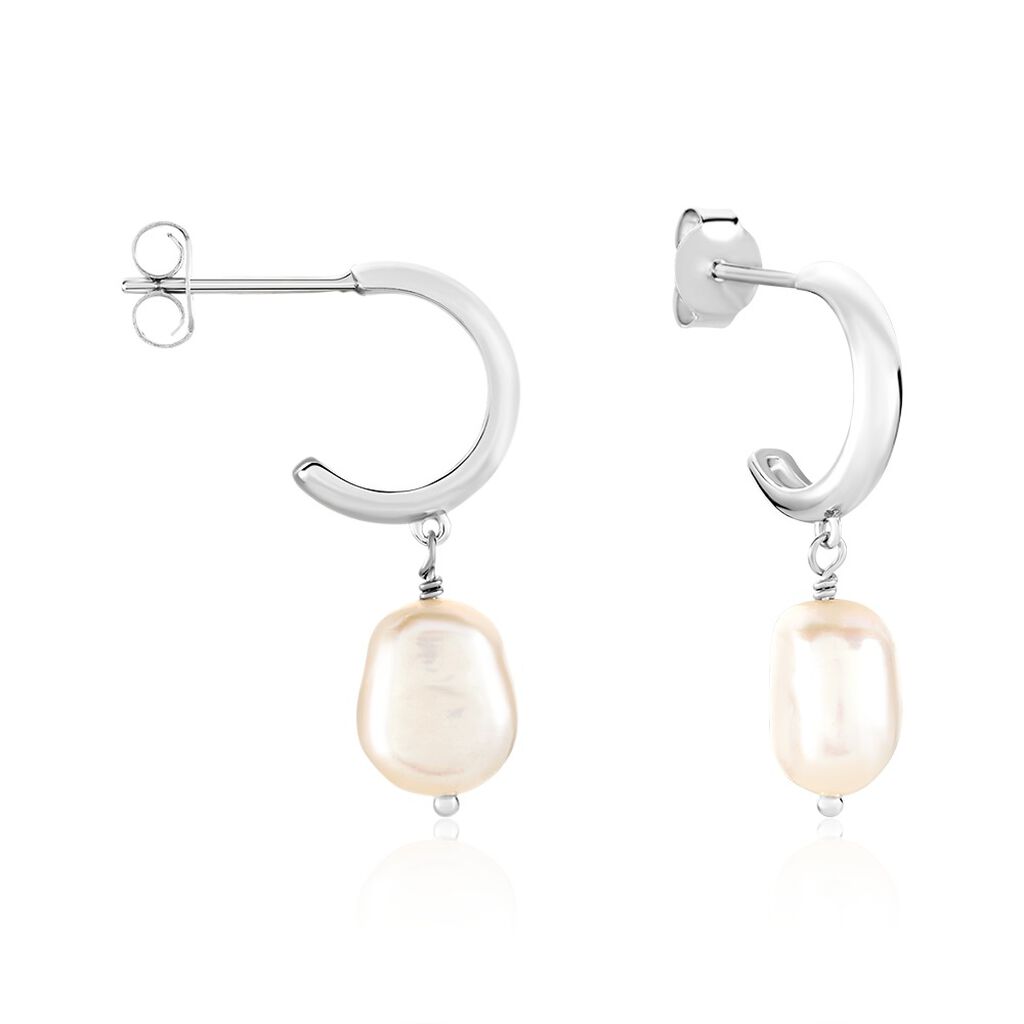 Cr&eacute;oles Petia Argent Blanc Perle De Culture - Cr&eacute;oles fantaisie Femme | Histoire d&rsquo;Or
