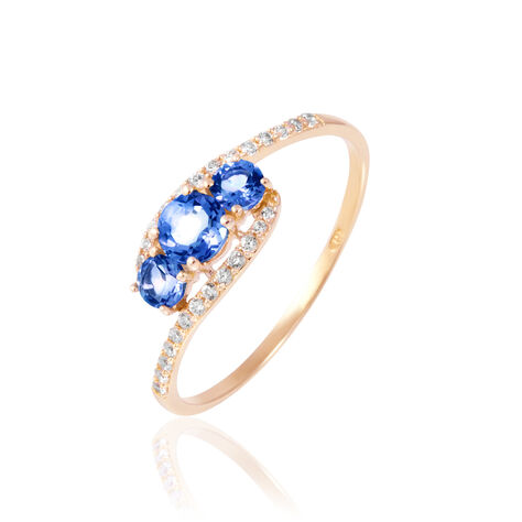 Bague Chloe Or Rose Saphir Et Diamant - Bagues de fian&ccedil;ailles vintage Femme | Histoire d&rsquo;Or