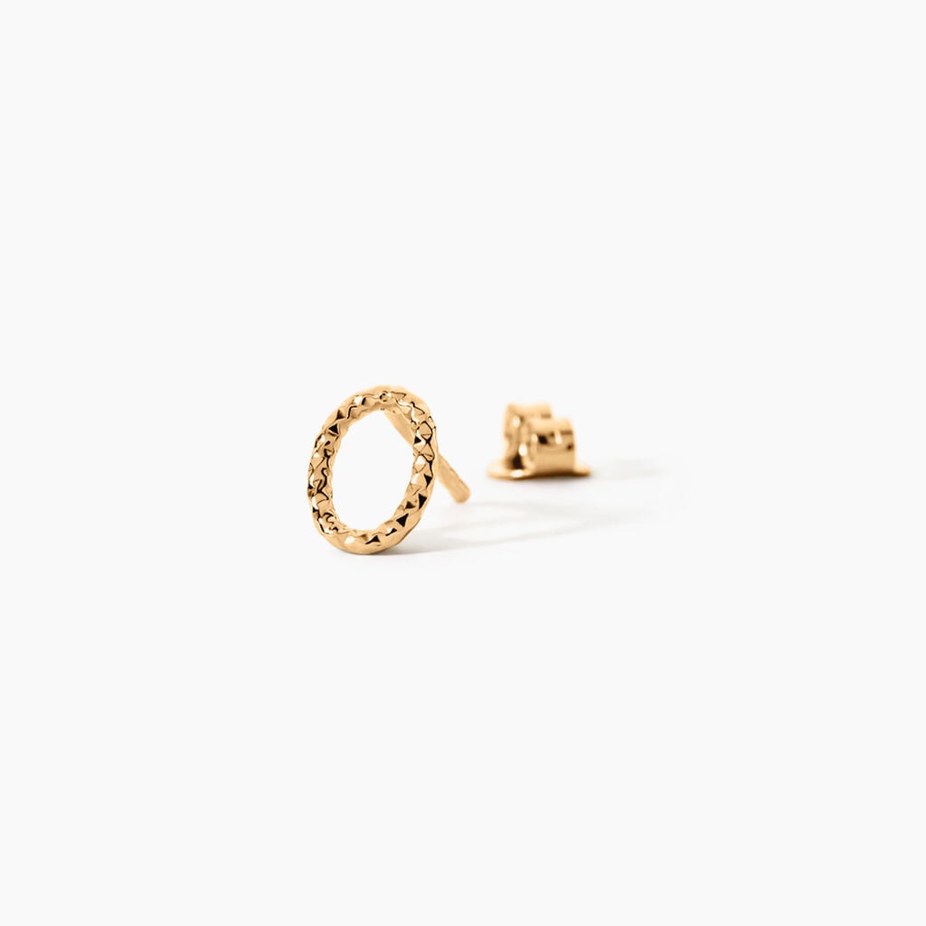Boucles D'Oreilles Puces Aleria Plaqu&eacute; Or Jaune - Boucles d'oreilles martel&eacute;es Femme | Histoire d&rsquo;Or