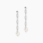 Boucles D'Oreilles Pendantes Silviane Argent Blanc Perle De Culture - Boucles d'oreilles pendantes Femme | Histoire d&rsquo;Or