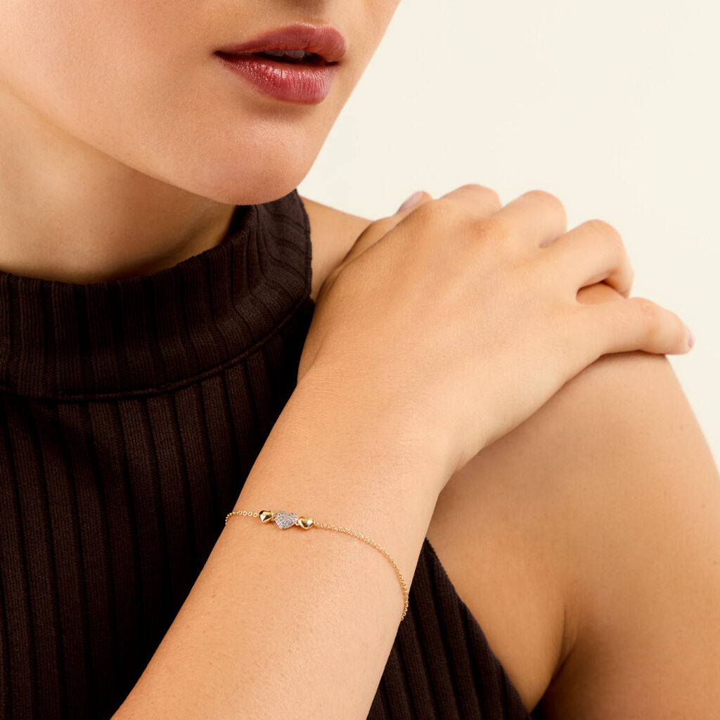 Bracelet Minie Argent Dor&eacute; A L'Or 750/1000 Oxyde De Zirconium - Bracelets Pierre Femme | Histoire d&rsquo;Or
