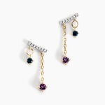 Boucles D'oreilles Pendantes Universe Or Jaune Am&eacute;thyste Topaze Oxyde - Boucles d'oreilles empierr&eacute;es Femme | Histoire d&rsquo;Or