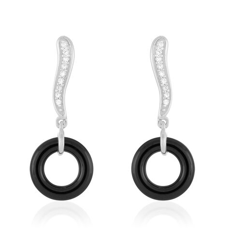 Boucles D'oreilles Pendantes Delphinia Argent Blanc Oxyde De Zirconium - Boucles d'oreilles empierr&eacute;es Femme | Histoire d&rsquo;Or