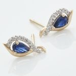 Boucles D'oreilles Puces Or Jaune Angelika Saphir - Boucles d'oreilles pierres pr&eacute;cieuses Femme | Histoire d&rsquo;Or