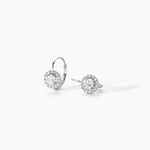 Boucles D'oreilles Pendantes Mentoura Or Blanc Diamant Synth&eacute;tique - Boucles d'oreilles 18 carats Femme | Histoire d&rsquo;Or