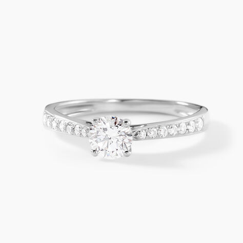 Bague Hemera Ld Platine Blanc Diamant Synth&eacute;tique - Bagues de fian&ccedil;ailles vintage Femme | Histoire d&rsquo;Or