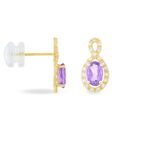 Boucles D'oreilles Pendantes Passion Or Jaune Amethyste Et Oxyde - Boucles d'oreilles empierr&eacute;es Femme | Histoire d&rsquo;Or