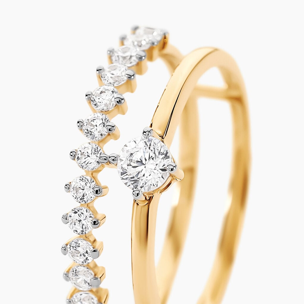Bague Dolfina Or Jaune Oxyde De Zirconium - Bagues de fian&ccedil;ailles ronde Femme | Histoire d&rsquo;Or