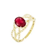 Bague Tina Or Jaune Rubis Et Diamant - Bagues de fian&ccedil;ailles ovale Femme | Histoire d&rsquo;Or