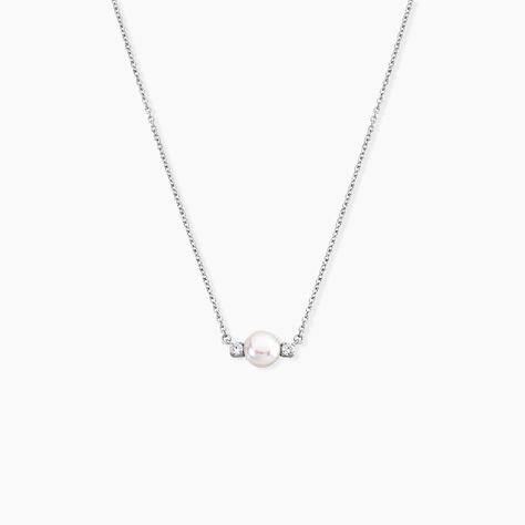 Collier Sari Argent Blanc Perle De Culture Oxyde De Zirconium - Colliers pierre Femme | Histoire d&rsquo;Or