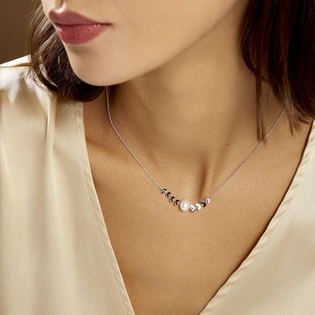 Collier Giacobbe Argent Blanc Perle De Culture - Colliers pierre Femme | Histoire d&rsquo;Or