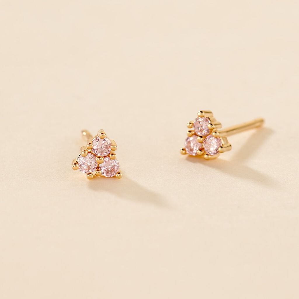 Boucles D'oreilles Puces Istoria Plaqu&eacute; Or Jaune Oxyde De Zirconium - Boucles d'oreilles empierr&eacute;es Femme | Histoire d&rsquo;Or