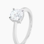 Bague Solitaire Abriel Or Blanc Oxyde De Zirconium - Bagues de fian&ccedil;ailles ronde Femme | Histoire d&rsquo;Or