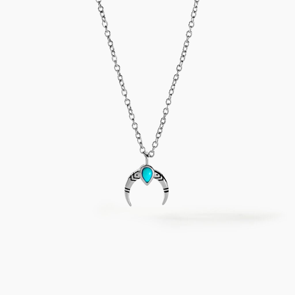 Collier Estrid Argent Blanc Turquoise - Colliers pierre Femme | Histoire d&rsquo;Or