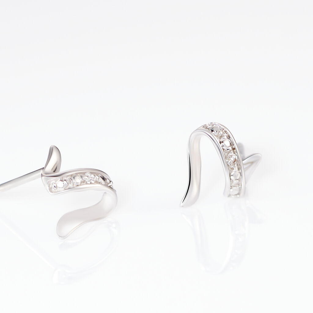 Boucles D'oreilles Puces Ouassima Or Blanc Diamant - Boucles d'oreilles pierres pr&eacute;cieuses Femme | Histoire d&rsquo;Or