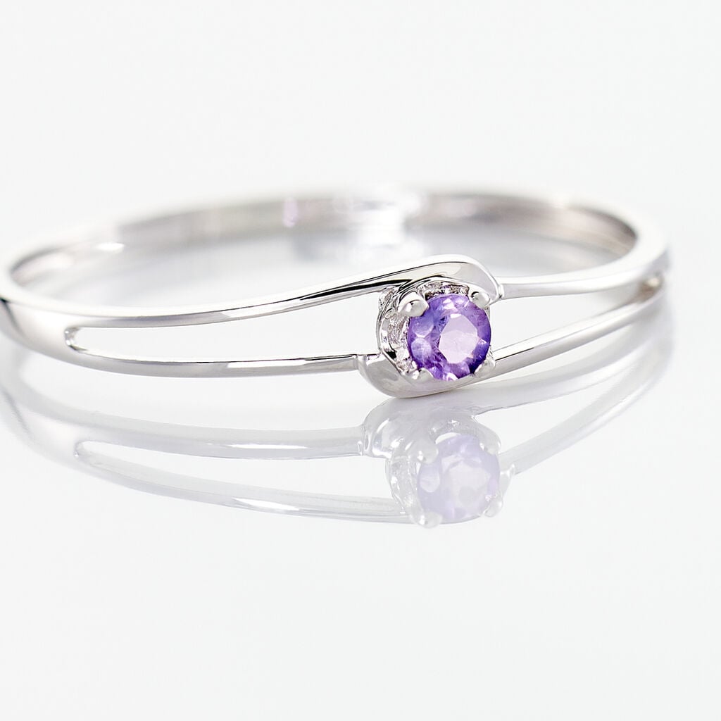 Bague Veroucha Or Blanc Amethyste - Bagues de fian&ccedil;ailles ovale Femme | Histoire d&rsquo;Or