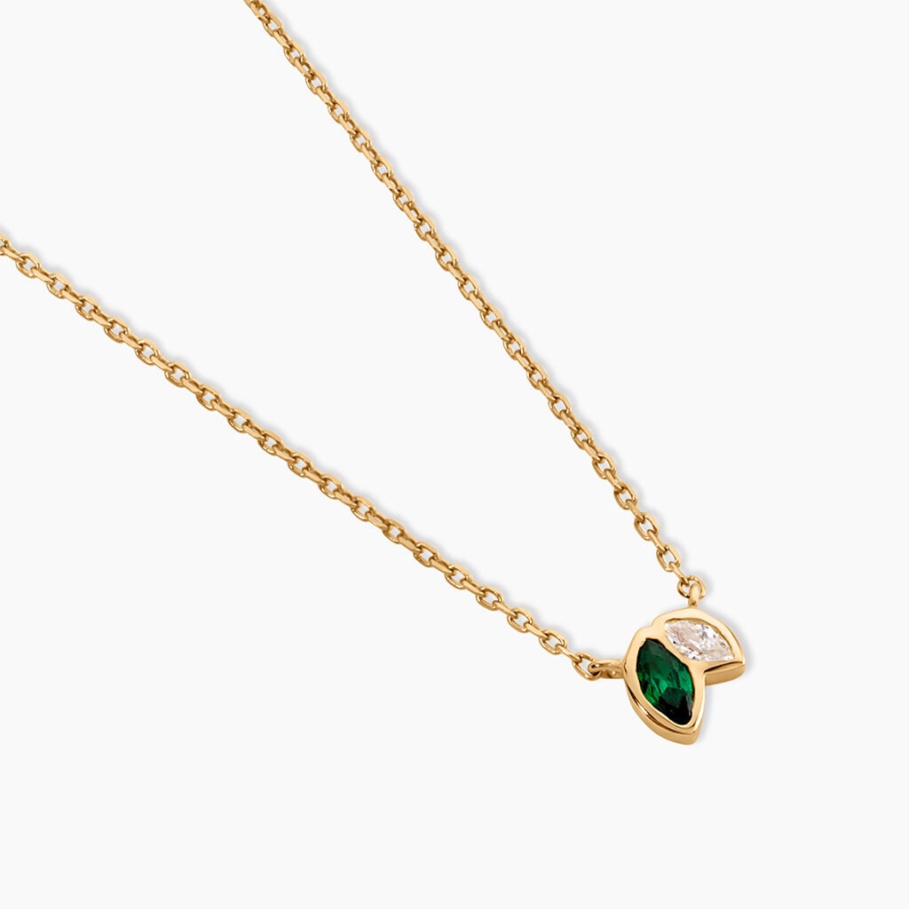 Collier Amazone Plaqu&eacute; Or Jaune Oxyde De Zirconium - Bijoux avec pierres Femme | Histoire d&rsquo;Or