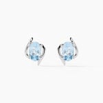 Boucles D'oreilles Puces Vrille Ovale Or Blanc Topaze - Boucles d'oreilles empierr&eacute;es Femme | Histoire d&rsquo;Or