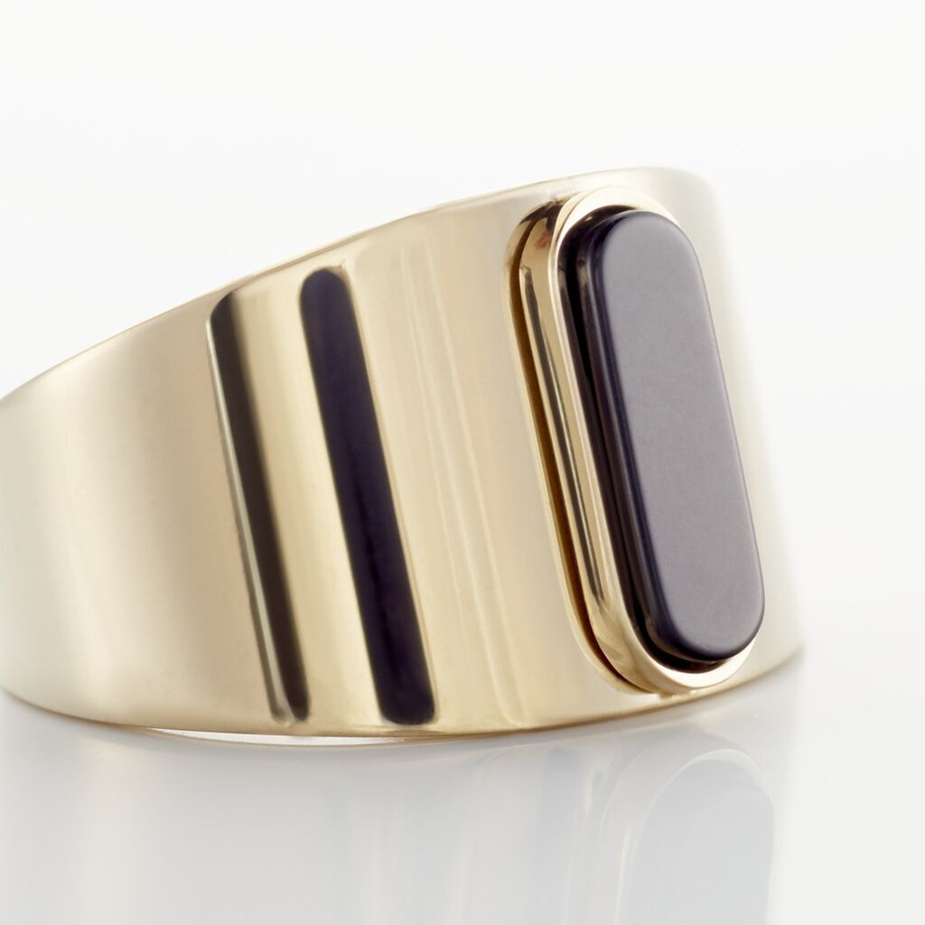 Bague Acier Dor&eacute; Volcanus Agate - Solitaires classiques Femme | Histoire d&rsquo;Or
